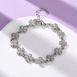 Латунные браслеты с микропаве из прозрачных кубических цирконий для женщин BJEW-D342-04P