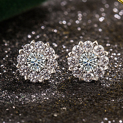 Латунные подвески и серьги-гвоздики с микропаве из прозрачных кубических цирконий&nbsp;FS-WGDAB53-03