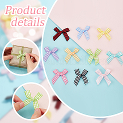 200 шт. 10-х цветные полиэстеровые ленты с узором «тартан» с бантами&nbsp;DIY-PH0013-86