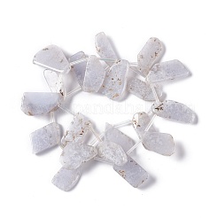 天然石ブルーレースアゲートビーズ連売り  トップ掘削  ナゲット  18~28x9~14x3~4.5mm  穴：1mm  約21個/連  7.87''（20センチメートル）&nbsp;G-I329-01