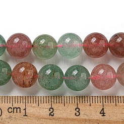Fili di perline di quarzo fragola rosso e verde naturale&nbsp;G-B099-C03-06