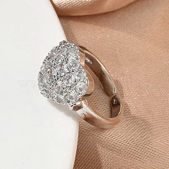 Messing Micro Pave Zirkonia Manschette offene Ringe&nbsp;RJEW-C163-03A-P