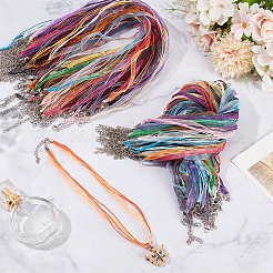 100 pieza de cordón encerado de 20 colores y cinta de organza para hacer collares&nbsp;NCOR-CY0001-01