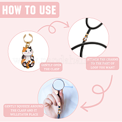 6 шт. подвеска в виде стетоскопа в виде кота из двухцветного сплава с эмалью&nbsp;HJEW-SP0001-39