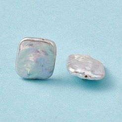 バロック天然ケシパールビーズ  長方形  貝殻色  15~16x13.5~15x4~6mm  穴：0.8mm&nbsp;LS-PEAR-N020-K07