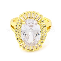 Открытое кольцо-манжета овальной формы с фианитами и стеклом&nbsp;RJEW-U003-21