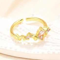 Манжеты из латуни с микро паве кубический цирконий для женщин RJEW-H247-05G