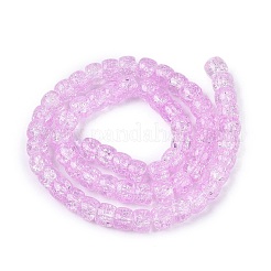 クラックル透明ガラスビーズ連売り  バレル  パールピンク  8~8.5x5.5~6.5mm  穴：1.2~1.4mm  約61~64個/連  14.96~15.75インチ（38~40cm）&nbsp;GLAA-N069-03A-08
