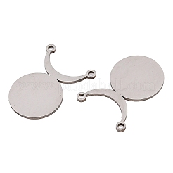 ステンレスペンダント201個  三日月と円盤のチャーム  ステンレス鋼色  22x16x1mm  穴：1.4~1.5mm&nbsp;STAS-B135-06P
