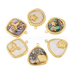 6 шт. 6 стиля подвески из нержавеющей стали 304 с натуральными ракушками&nbsp;STAS-TA0005-42