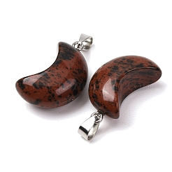 Acajou naturel pendentifs en obsidienne&nbsp;G-F820-02L-11