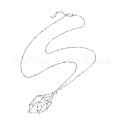 304 нержавеющая сталь пустой макраме мешочек кулон сингапурская цепочка ожерелья&nbsp;NJEW-JN05284-02