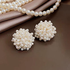 Серьги-гвоздики из искусственного жемчуга с цветочным сплавом FS-WGFEC53-01