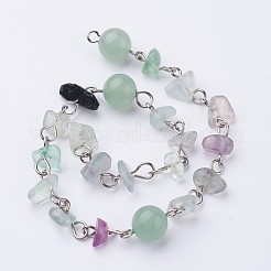 Fatti a mano catene naturali perline fluorite per collane bracciali fare&nbsp;AJEW-JB00248-02