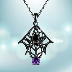 Collane con ciondolo a forma di ragno di Halloween in lega con strass&nbsp;WGFDEFA-01