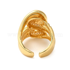 Регулируемые латунные кольца-манжеты с микропаве из прозрачных кубических цирконий для женщин&nbsp;RJEW-A048-03G