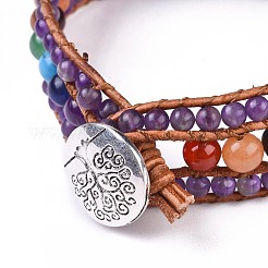 Браслеты из натурального аметиста с бисером BJEW-K214-B02