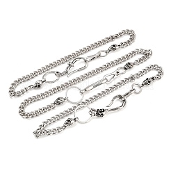 Цепи из кубинской звеньевой цепи из нержавеющей стали 304 с S-образными крючками AJEW-D001-01A-ASP