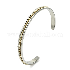 Bracciali aperti in ottone con strass di cristallo e acciaio inossidabile 201&nbsp;BJEW-JB14318-01