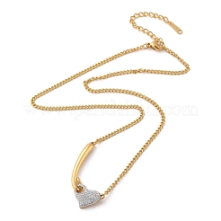 Ожерелья из нержавеющей стали 304 с подвеской в форме сердца со стразами для женщин&nbsp;NJEW-Z061-12G