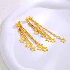 Серьги-гвоздики с кисточками в форме звезд из латуни&nbsp;CV0679