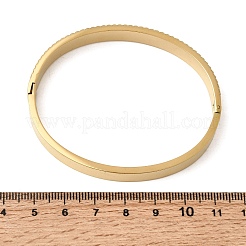 304ステンレススチールラインストーンヒンジ付き女性用バングル  イオンプレーティング（ip）  長持ちメッキ  18KGP本金メッキ  クリスタル  内径：2.40x1.97インチ（6.1x5cm）&nbsp;BJEW-B168-16G