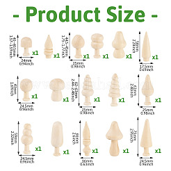 16 шт. 16 стиля необработанных деревянных украшений WOOD-TA0002-77