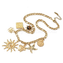 Женские подвески в виде морских звезд и солнечных черепах из нержавеющей стали 304&nbsp;NJEW-G180-01G