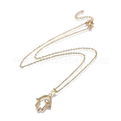Colliers à pendentif en zircone cubique transparent micro pavé en laiton&nbsp;NJEW-R256-12