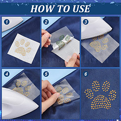 Hotfix-Strass aus Glas mit Pfotenabdruck&nbsp;DIY-WH0453-71B-02