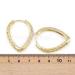 Серьги-кольца из латуни с микропаве из прозрачных кубических цирконий в форме капли&nbsp;EJEW-G446-01G
