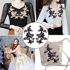 1 пара 3D цветочных вышитых аппликаций из полиэстера PATC-GF0001-35A