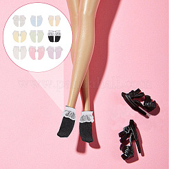 18 пара коротких носков из двухцветной ткани с кружевом для кукол AJEW-GO0001-92