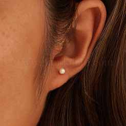 Круглые серьги-гвоздики с натуральным жемчугом EJEW-G411-04B-P