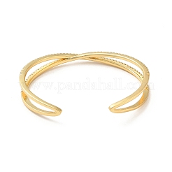 Прозрачный кубический цирконий крест-накрест открытый браслет-манжета BJEW-M231-12G