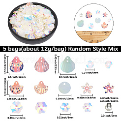 5袋の装飾アクセサリー  ポリ塩化ビニールのプラスチック製のスパンコール/スパンコールビーズ  混合図形  ライトゴールデンロッドイエロー  3~21x3~21x0.4~3mm  穴：1~1.6mm&nbsp;PVC-PA0001-02