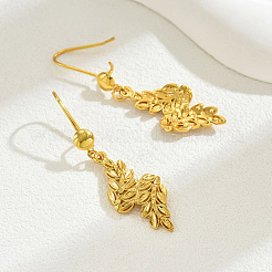 Серьги-кольца из нержавеющей стали в форме листа IY1642