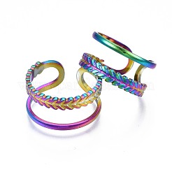 Кольцо-манжета из нержавеющей стали 304 с листовой оберткой&nbsp;RJEW-N038-058