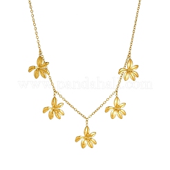 Collar babero de acero inoxidable 304 con múltiples colgantes florales para mujer&nbsp;WG4B855-01