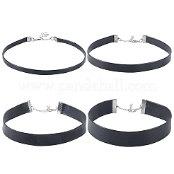 4 stücke 4 arten flache pu lederband gothic choker halsketten mit platin eisen ende ketten&nbsp;NJEW-CL0001-14