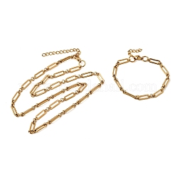Set di gioielli con bracciale e collana a forma di graffetta in acciaio inossidabile 304&nbsp;SJEW-L199-21G