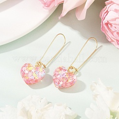 2 пара 2-х стилевых серег-колец из смолы в форме сердца и цветка EJEW-JE06352