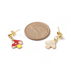 4 ペア 4 カラーエナメルマッシュルームダングルスタッドピアス  女性用ゴールデン 304 ステンレススチール ジュエリー  ミックスカラー  23mm  ピン：0.8mm  1ペア/カラー&nbsp;EJEW-JE05158