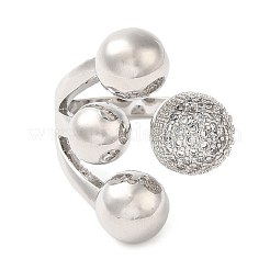 Латунные микро проложить манжеты кольца кубического циркония RJEW-P102-01P