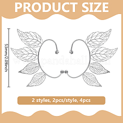 4 шт. 2 стиля латунных сережек-манжет EJEW-HY0001-47P