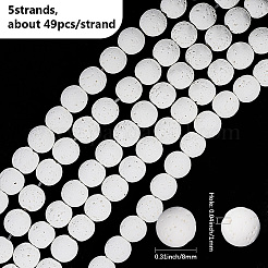 5 нити натуральных круглых бусин из лавового камня G-LT0001-02B-01