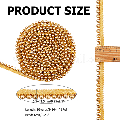 ポリエステルレーストリム  プラスチックボール付き  衣類用アクセサリー  ゴールド  1/4~1/2インチ（6.5~12.5mm）  約100.00ヤード（91.44m）/ロール&nbsp;OCOR-WH011-164C