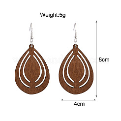 Orecchini pendenti in legno a forma di goccia scavata&nbsp;FS-WG5AC87-05