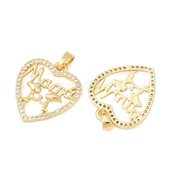 Подвески из латуни с микро паве ко Дню матери&nbsp;KK-F931-20B-G