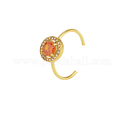 Anillos de puño abiertos ajustables con micro pavé de circonita cúbica de acero inoxidable para mujer&nbsp;VT4323-2